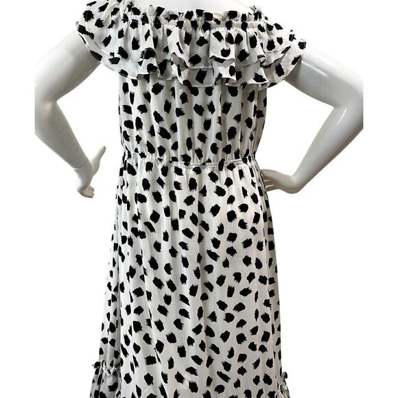Stylish Black and White Ruffle Mini Dress - Picture 2 of 10